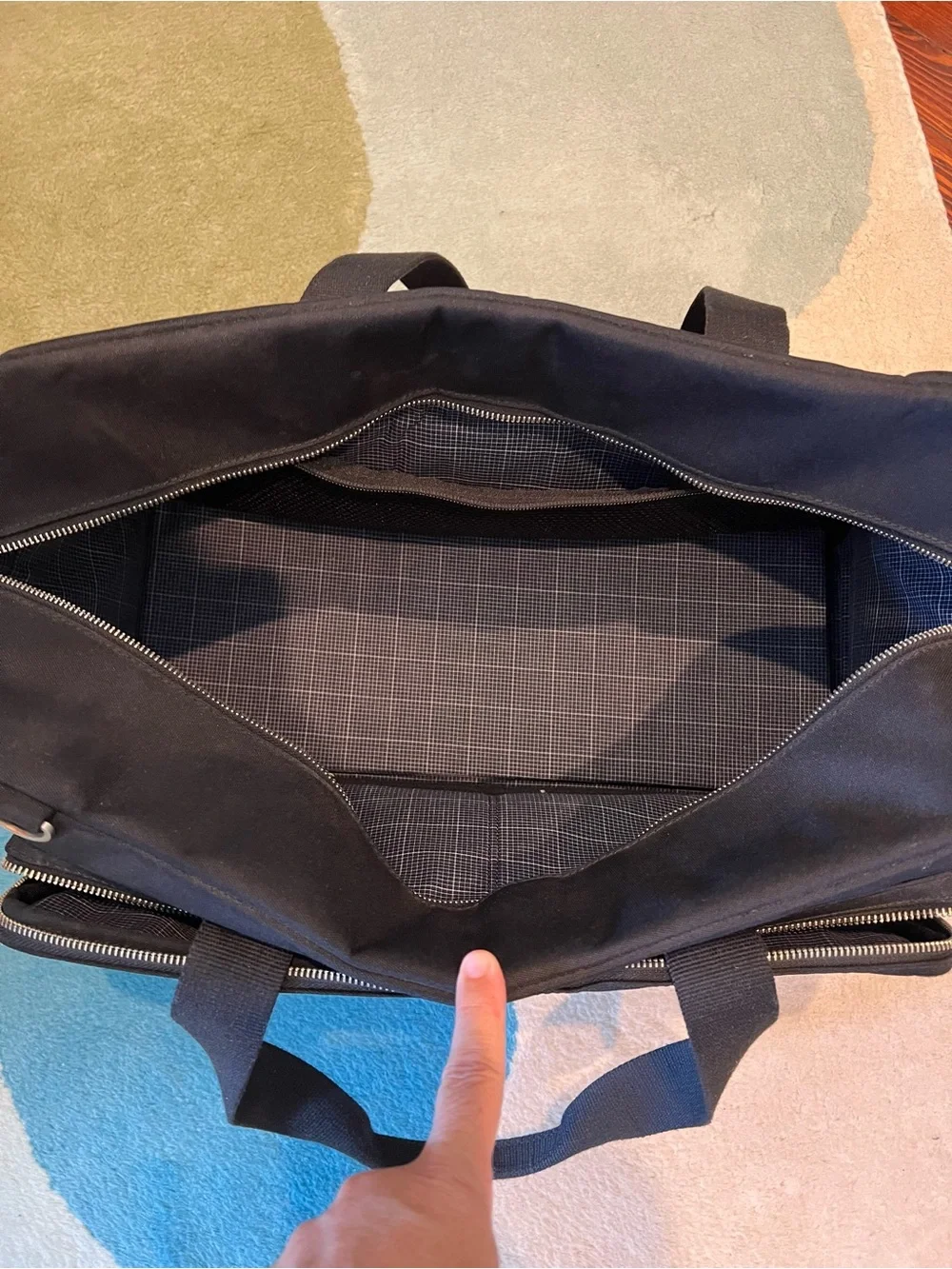 JACK SPADE Navy Black Canvas Duffle Bag - no long strap!